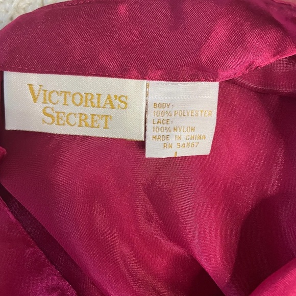 Vintage Large Victoria’s Secret Slip Dress Gold Label Coquette Red Black Nighty - Picture 5 of 7